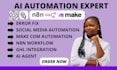 build n8n automation, make com workflow and gohighlevel ai agent integration