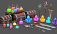 create stylized 3d low poly game assets character props models with textures