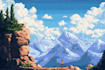 create pixel art background, landscape, illustration