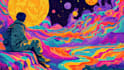 create colorful psychedelic and trippy style illustration