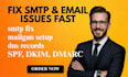 fix smtp, mailgun, spf dkim dns records and email deliverability issues
