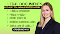 draft terms and conditions, privacy policy