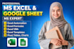 do excel automation, vba macros, dashboards and google sheets