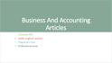 write an article on business and accounting