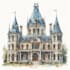 sketch architecture building with watercolor rendering