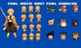 do pixel art assets, character, animation, tileset, sprite sheet, pokemon sprite