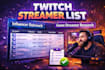twitch streamer list influencer outreach game streamer research