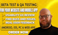do beta app testing QA for iphone, ipad, and android user testing