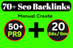 provide 70 pr9 manual high authority seo backlinks