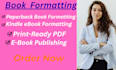 do book formatting, kdp book publishing, paper back, kindle ebook formatting