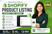do shopify product listing and ecommerce data entry