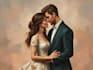 paint a romantic couple portrait in unique style