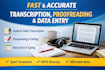 do transcription, data entry and proofreading