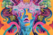 create colorful psychedelic and trippy style illustration