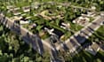 render 3d residential complex,cgi farmhouse courtyard,rural property walkthrough