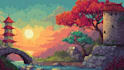 draw pixel art background and landscape