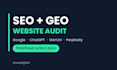 do a technical SEO and GEO audit with a prioritized action plan