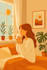 create cozy aesthetic interior illustrations in warm minimalist style