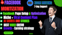 do facebook content monitization page setup and all services