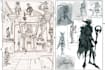 draw a concept sketch of characters, objects, background