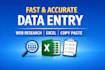 do data entry, copy paste, web research, and excel spreadsheet work