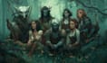 draw detailed dnd party characters together