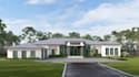 render single story realestate house,stucco facade design,cgi interior rendering