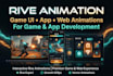 design rive animation game ui for roblox game app development, rive game rigging