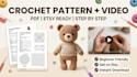 design crochet pattern PDF and tutorial video for etsy products