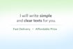 write simple and clear texts or product descriptions for you