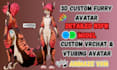 model 3d nsfw vrchat avatar, furry vtuber model, vseeface vrm, animaze, vbridger