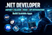 develop asp dot net core, blazor, razor, maui apps with api integration