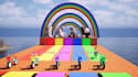 long slide fountain crossing 3d animation