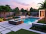 design layout 2d, landscape garden, backyard, pool