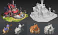 create 3d low poly building low poly environment scene low poly city model for