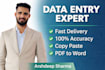do fast and accurate data entry work, tying work