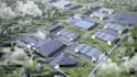 redesign 3d warehouse complex, industrial site render, cgi urban master planning