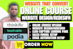 thinkific website design, course content upload thinkific landing page expert