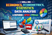 do economics, econometrics, statistics data analysis in rstudio, spss, eviews