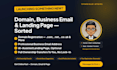 register domain name, business email, website landing page