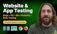 test your website or app for bugs, usability, UI UX and QA review