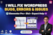 fix wordpress bugs, errors, elementor or divi theme issues fast and reliably