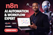 build n8n automation workflow, make com zapier integration and ai agent setup