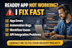 setup readdy ai app website automation integration replit