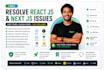 resolve react js and next js issues fast 1 day delivery