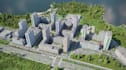 render modern 3d river park,residential complex,campground map,cgi city planning