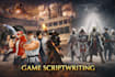 write your rpg, horror crime or adventurous game script and characters dialogue