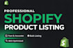 do shopify product listing, bulk upload and SEO optimization