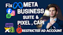 fix meta business suite, restricted ad account, meta pixel