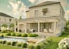 do front yard landscape design fireplace terrace patio and pool deck 3d render